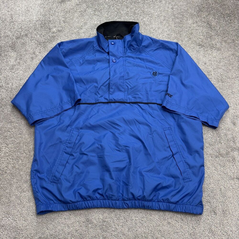 Firethorn Golf Windbreaker Anorak Jacket Mens Medium Blue Short Sleeve 1/4 Snap